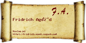 Fridrich Agád névjegykártya